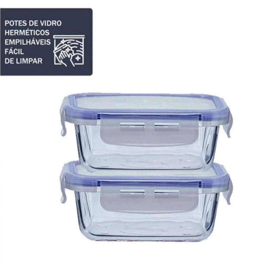 Pote De Vidro Porta Mantimento Quadrado Hermetico 1.05l Mimo - 6