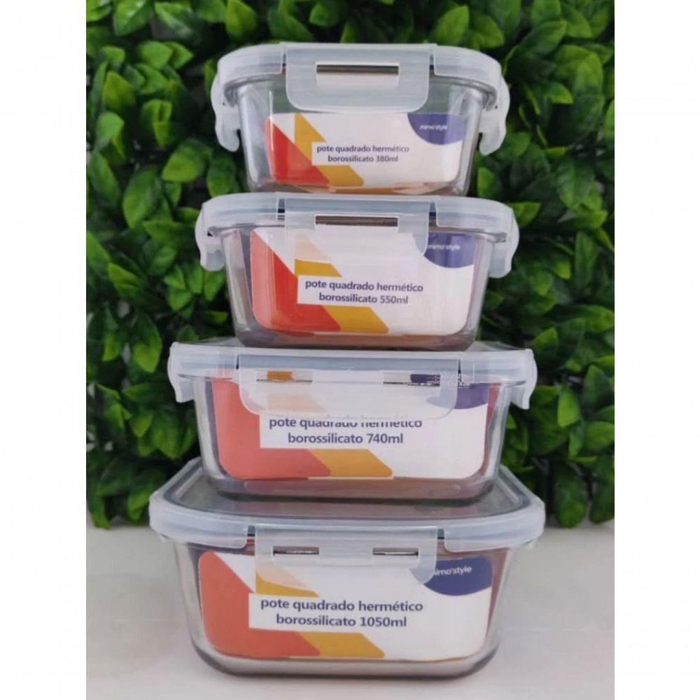 Pote De Vidro Porta Mantimento Quadrado Hermetico 1.05l Mimo - 8