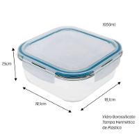 Pote De Vidro Porta Mantimento Quadrado Hermetico 1.05l Mimo - 7