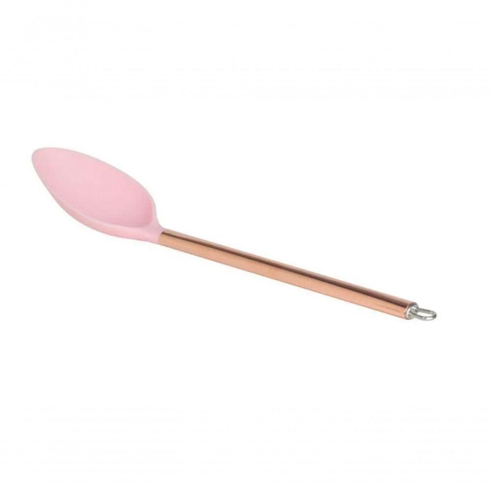 Colher De Arroz Nylon Com Cabo De Aço Inox Rose 30 Cm - Lyor - 1