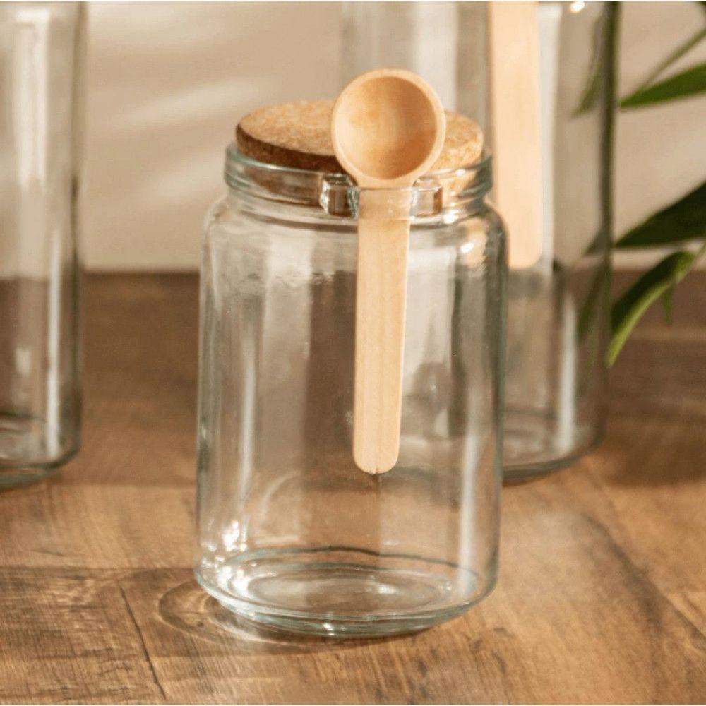 Pote Redondo Com Tampa De Rolha E Colher De Bambu 1 L - Lyor - 3