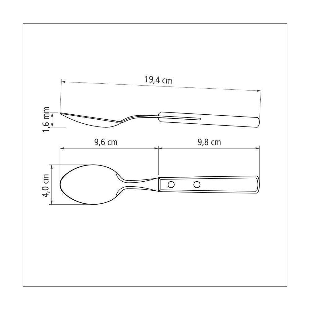 Kit 6 Colher De Mesa Inox Polywood Vermelha - Tramontina - 6