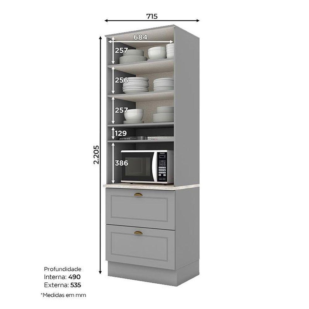 Torre Quente 1 Forno Nova York Cinza Com Tampo Calcare - Henn - 2