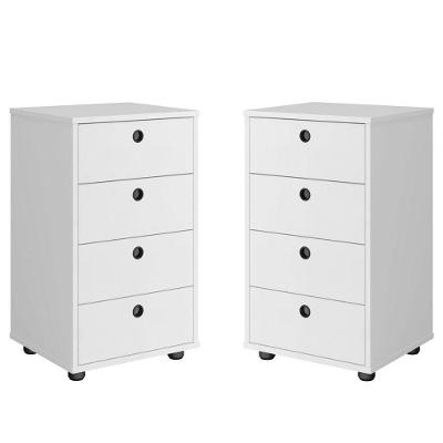 Kit 2 Mesas De Cabeceira Classic 4 Gavetas Branco