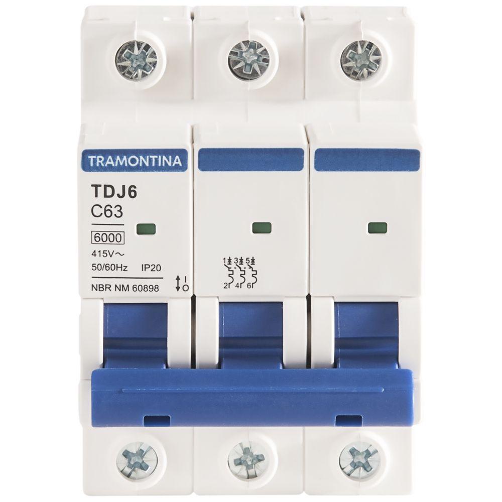 Minidisjuntor Tdj6ka 3 P 63 A Curva C Tramontina - 1