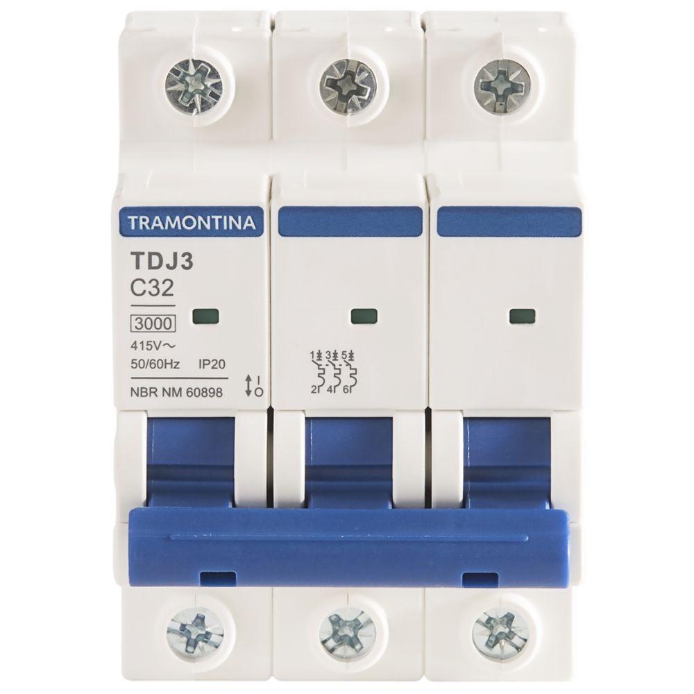Minidisjuntor Tdj3ka 3 P 32 A Curva C Tramontina - 1