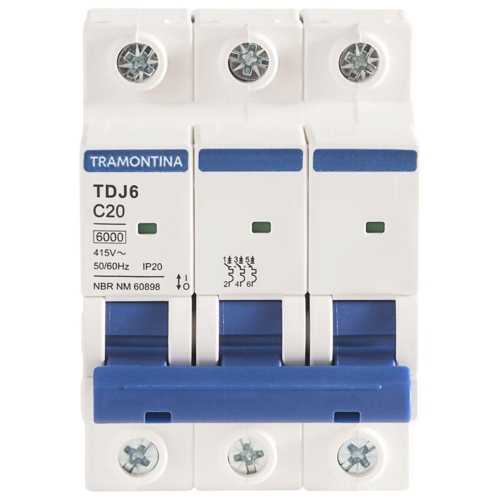 Minidisjuntor Tdj6ka 3 P 20 A Curva C Tramontina - 1