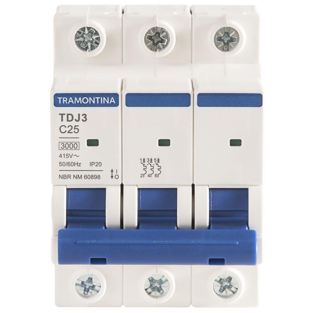 Minidisjuntor Tdj3ka 3 P 25 A Curva C Tramontina - 1