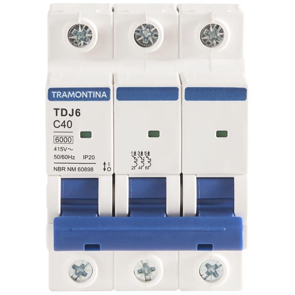 Minidisjuntor Tdj6ka 3 P 40 A Curva C Tramontina - 1