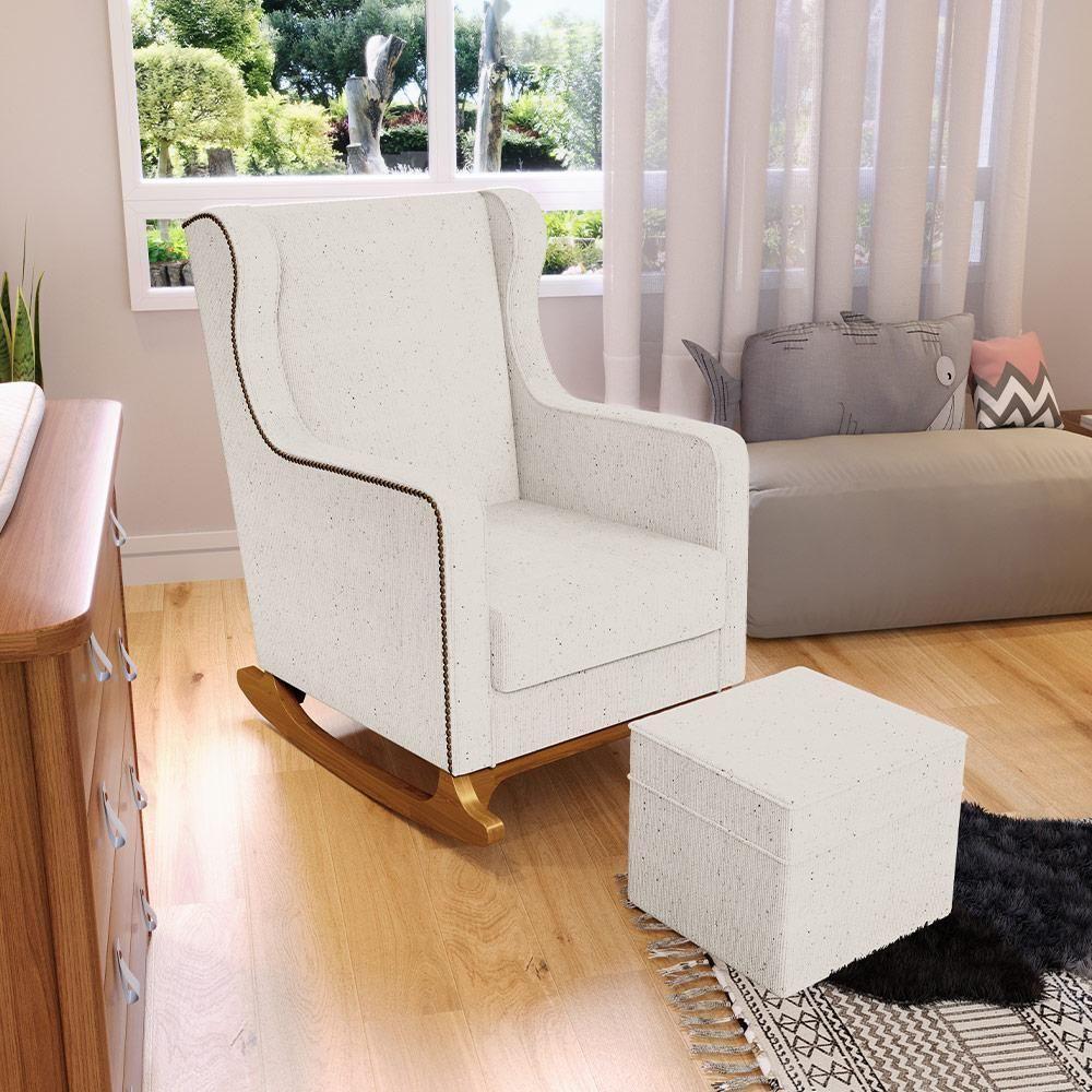 Poltrona De Amamentação Com Balanço Mavie L02 Linho Cru - Lyam Decor - 6