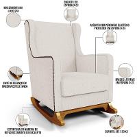 Poltrona De Amamentação Com Balanço Mavie L02 Linho Cru - Lyam Decor - 7