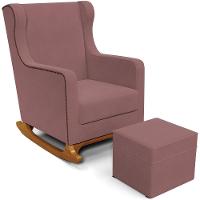 Poltrona De Amamentação Com Balanço E Puff Mavie L02 Suede Rosê - Lyam Decor - 1