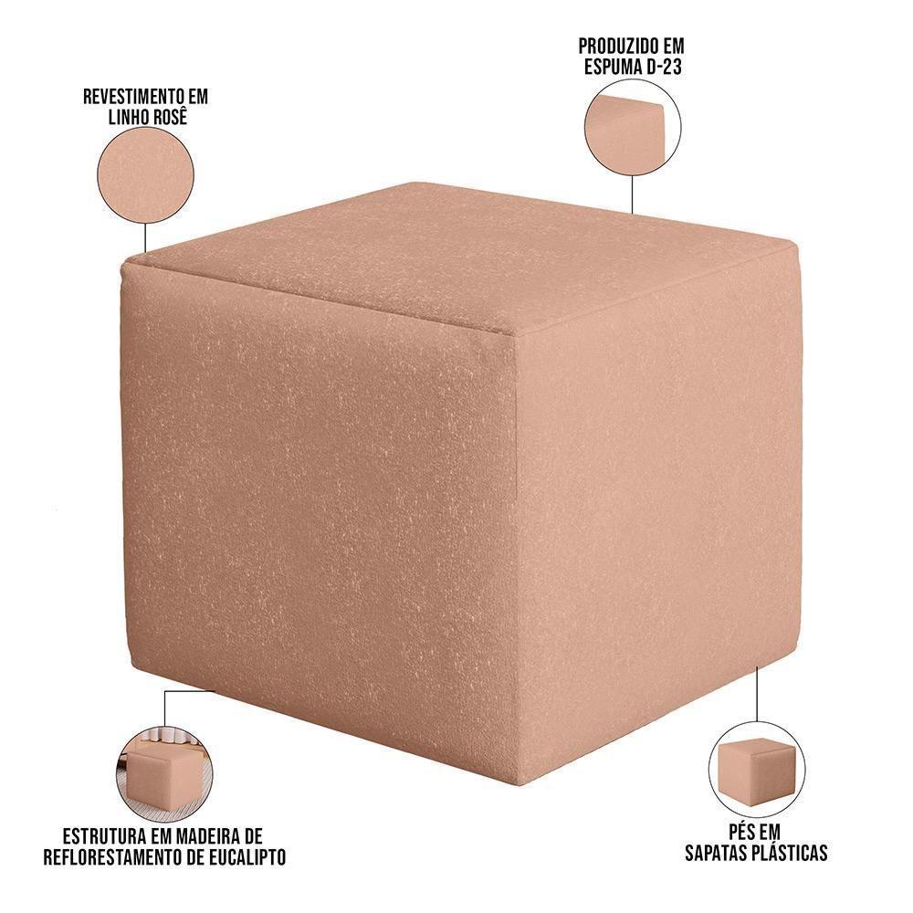 Poltrona De Amamentação Com Balanço E Puff Ravena W01 Linho Rosê - Lyam Decor - 5