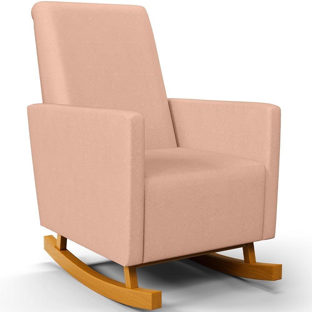 Poltrona De Amamentação Com Balanço E Puff Ravena W01 Linho Rosê - Lyam Decor - 8