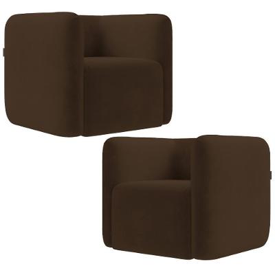 Kit 2 Poltronas Decorativas Sala De Estar Fixa Living Peônia K01 Veludo Marrom Lyam Decor
