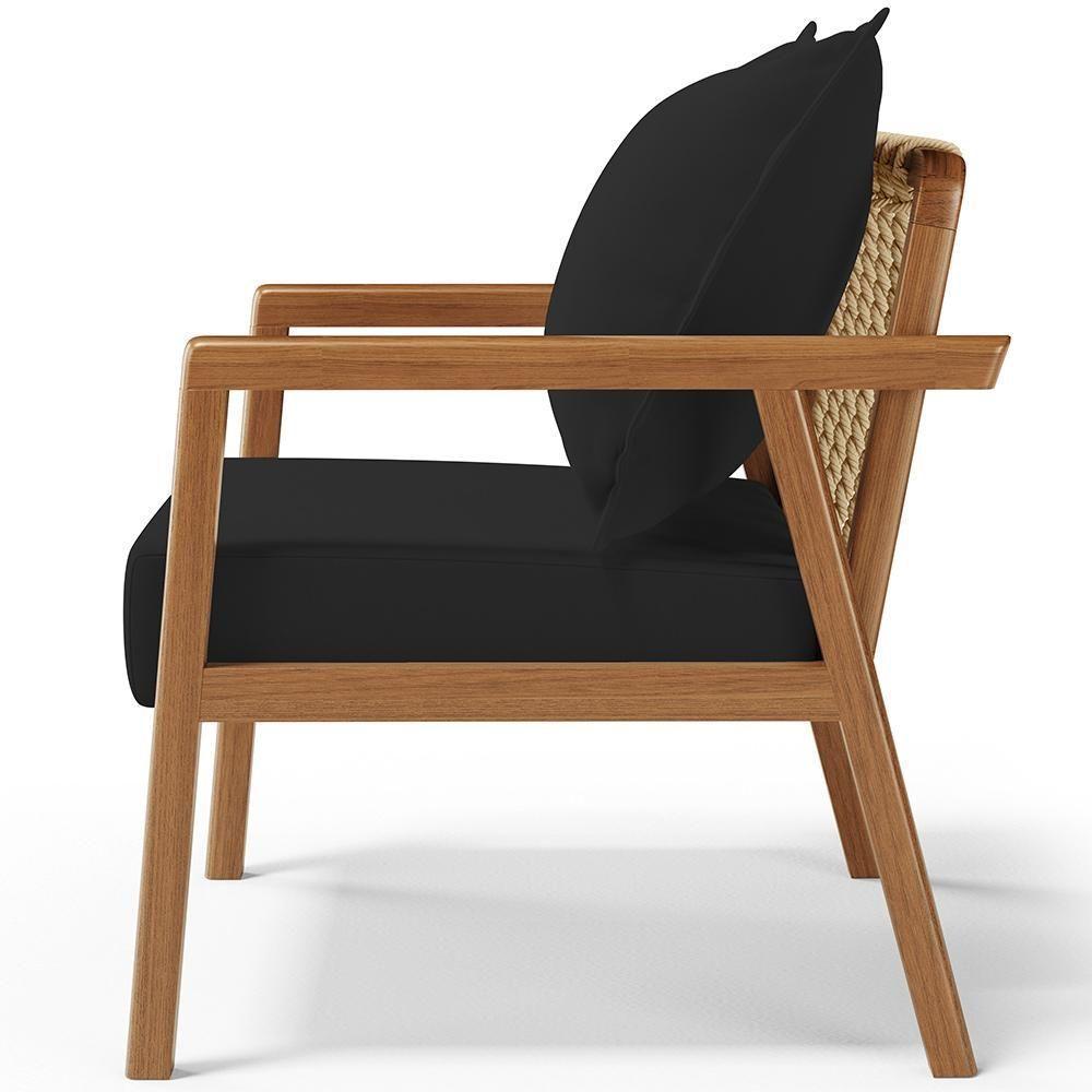 Kit 02 Poltronas Decorativa Para Sala De Estar Alícia B04 Suede Preto - 3