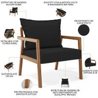 Kit 02 Poltronas Decorativa Para Sala De Estar Alícia B04 Suede Preto - 6