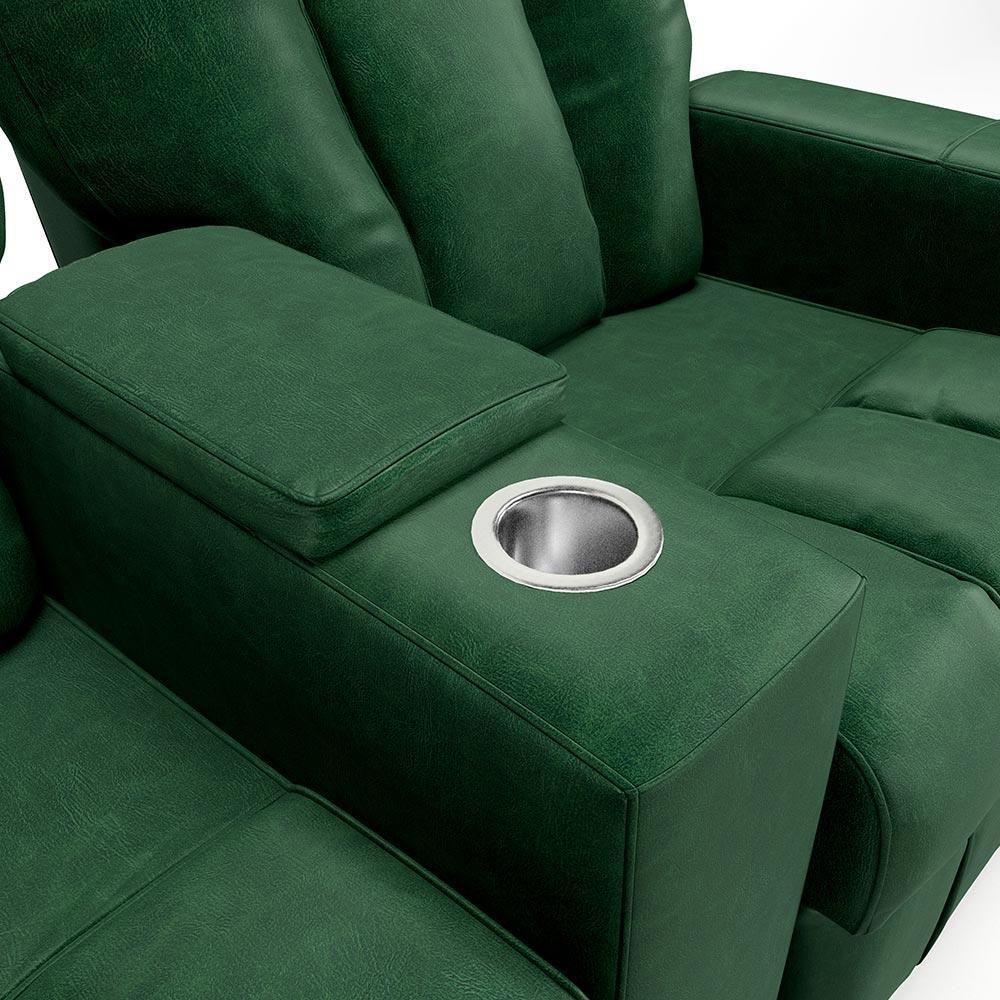 Poltrona Do Papai Reclinável Manual 2 Lugares Sala De Cinema Romeo F05 Facto Verde - 3