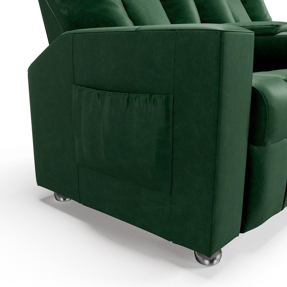 Poltrona Do Papai Reclinável Manual 2 Lugares Sala De Cinema Romeo F05 Facto Verde - 5