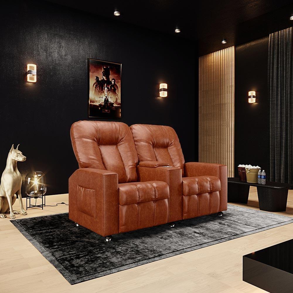 Poltrona Do Papai Reclinável Manual 2 Lugares Sala De Cinema Romeo F05 Facto Camel - 6