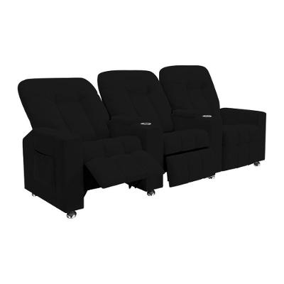 Poltrona Reclinável 3 Lugares Romeo F05 Veludo Preto Lyam Decor