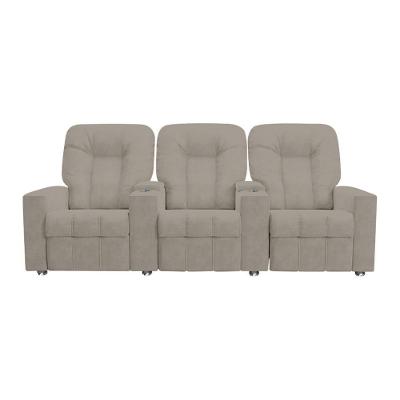 Poltrona Reclinável 3 Lugares Romeo F05 Veludo Capuccino Lyam Decor