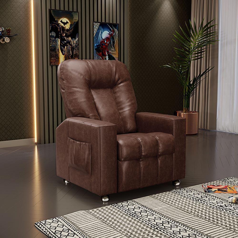 Poltrona Do Papai Reclinável Manual Sala De Cinema Romeo F05 Facto Marrom - 6