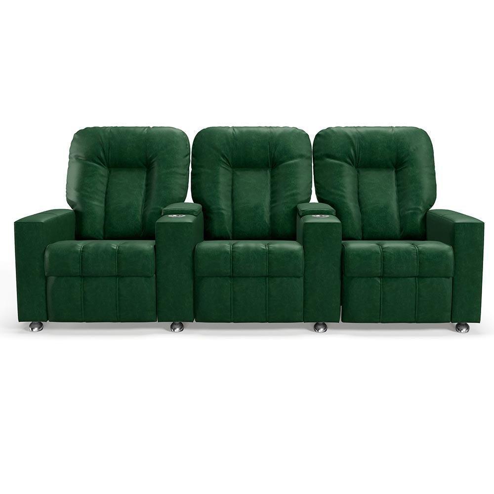 Poltrona Do Papai Reclinável Manual 3 Lugares Sala De Cinema Romeo F05 Facto Verde - 1