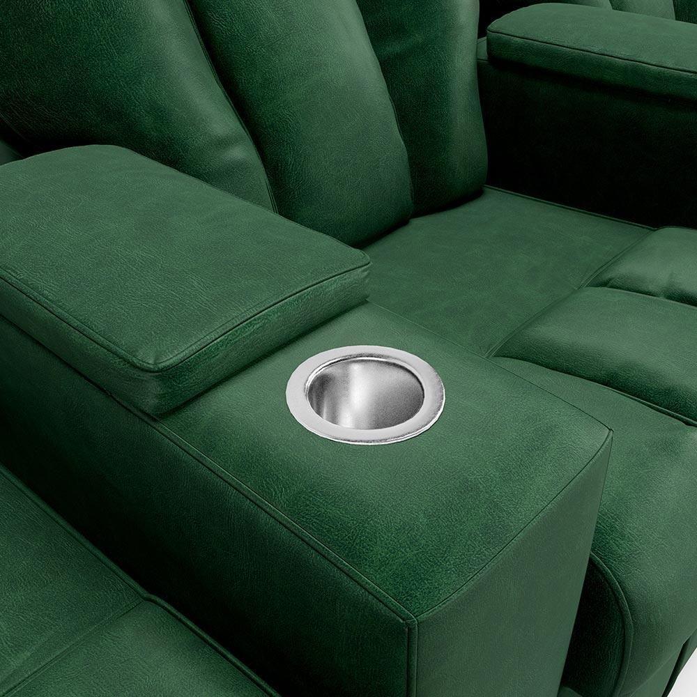 Poltrona Do Papai Reclinável Manual 3 Lugares Sala De Cinema Romeo F05 Facto Verde - 2