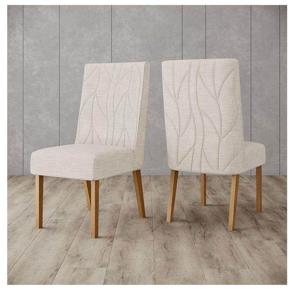 Cadeira Para Mesa De Jantar Eloá Kit 2 Peças Nature Linho - Henn - 3