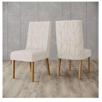 Cadeira Para Mesa De Jantar Eloá Kit 2 Peças Nature Linho - Henn - 3