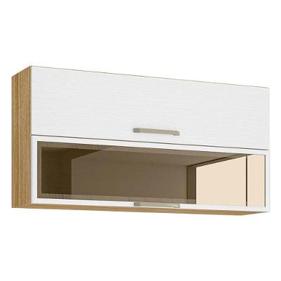 Armário Aéreo Ametista 2 Portas Basculantes 1 Com Vidro 120 Cm Freijó Supremo - Kits Paraná