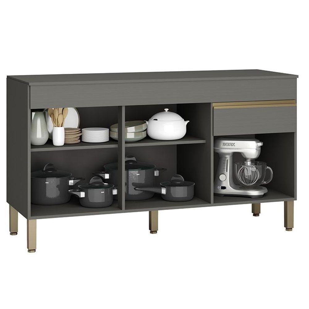 Balcão De Pia Ambiente Line 150 Cm Com Tampo Gris - Kits Paraná - 3