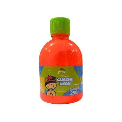 Tinta Guache Neon Escolar Pet 250ml Com Aplicador Piratininga Laranja