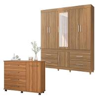 Cômoda Flora E Guarda Roupa Casal Guarujá Amêndola Touch - Demóbile - 1