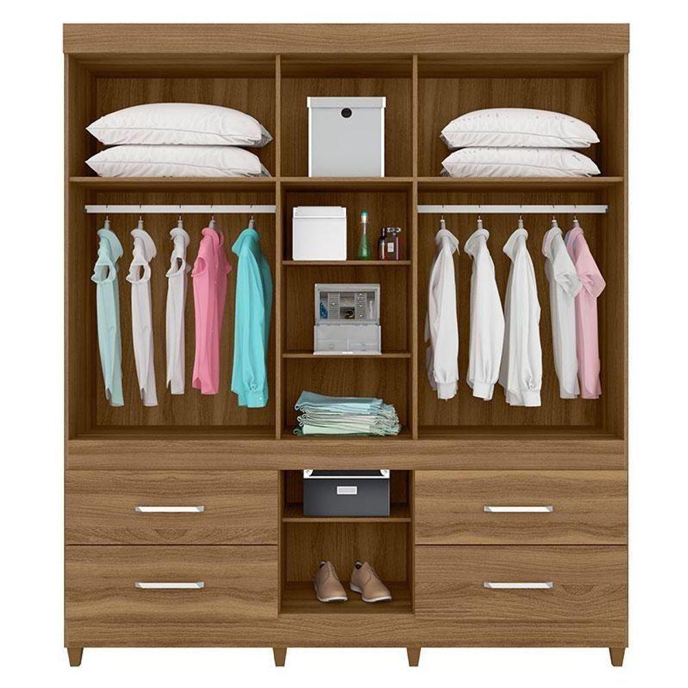 Cômoda Astral E Guarda Roupa Casal Guarujá Amêndola Touch - Demóbile - 2