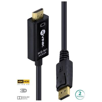 Cabo Displayport 1.3 Para Hdmi 2.0 4k 30hz Ultra Hd 2 Metros - H20dp13-2