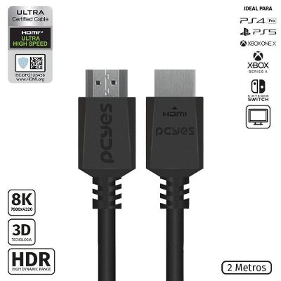 Cabo Hdmi Ultra 2.1 28awg Puro Cobre 8k 1080- 144hz 2 Metros - Phm8k-2