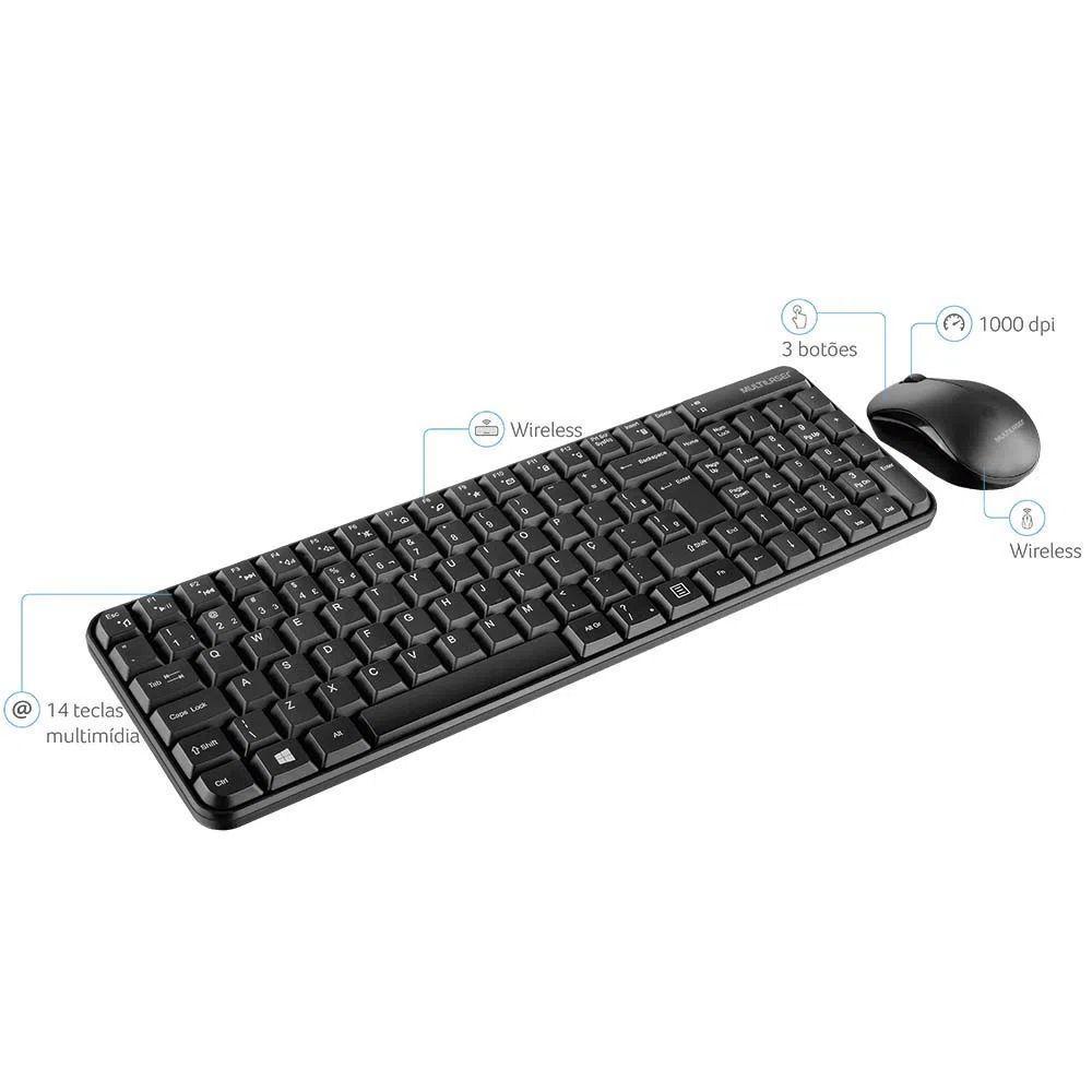 Combo Teclado + Mouse Multilaser Cs200 Usb 1000dpi - Tc183 - 3