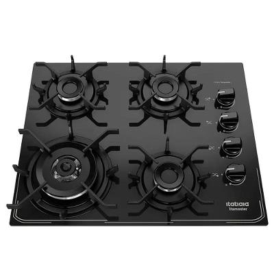 Cooktop a Gás Itatiaia Itamaster 4 Bocas Vidro Temperado Preto Bivolt