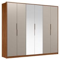 Guarda Roupa Casal Atrice Ambiente 6 Portas Nogueira Nude Prime Tx Com Espelho Demóbile - Demartêz - 2