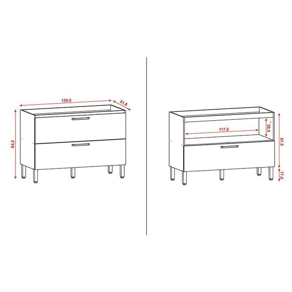 Balcão De Pia Ametista 1 Porta Basculante 1 Gaveta 120 Cm Freijó Supremo - Kits Paraná - 2
