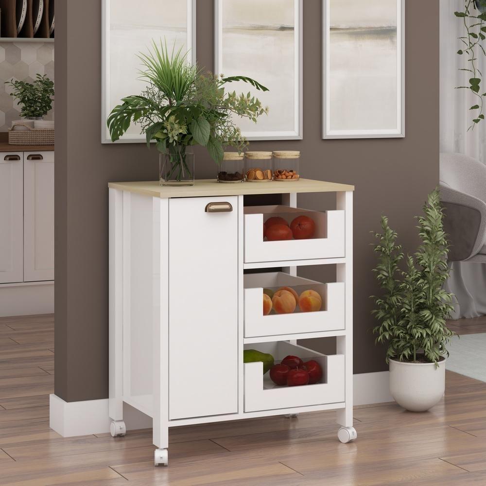 Balcao Multifuncional 1 Porta 3 Gavetas Branco/savana Genialflex - 1