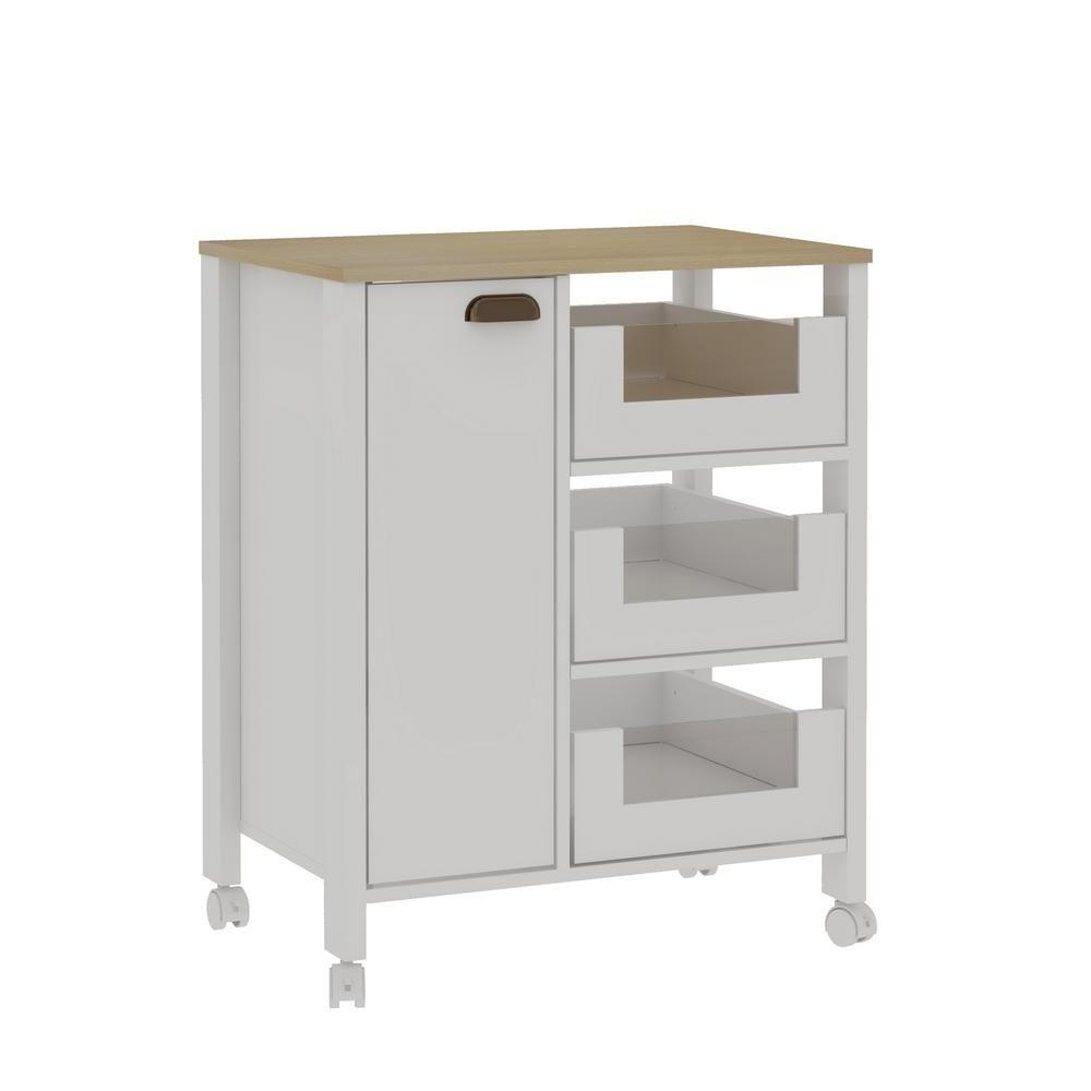 Balcao Multifuncional 1 Porta 3 Gavetas Branco/savana Genialflex - 2