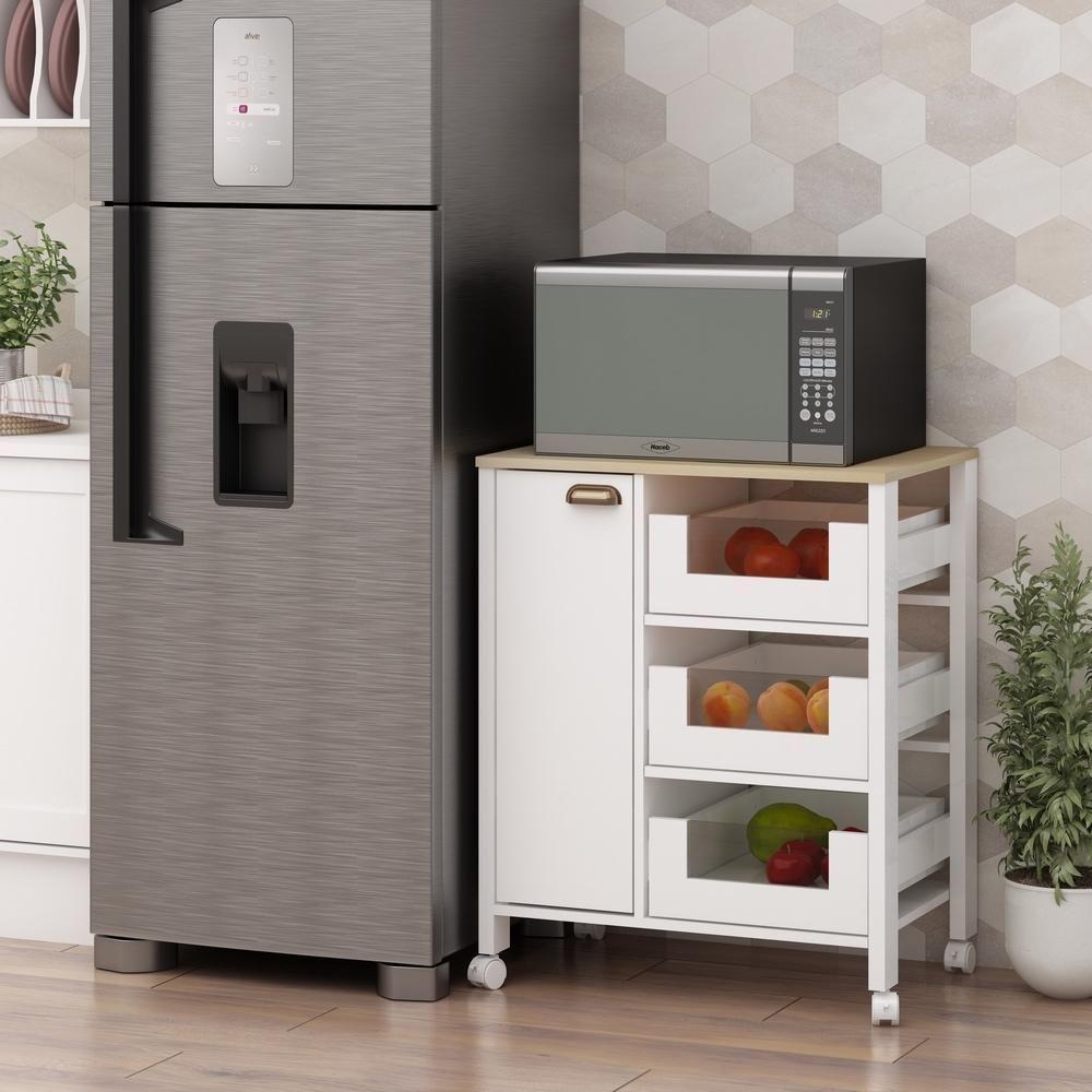 Balcao Multifuncional 1 Porta 3 Gavetas Branco/savana Genialflex - 3