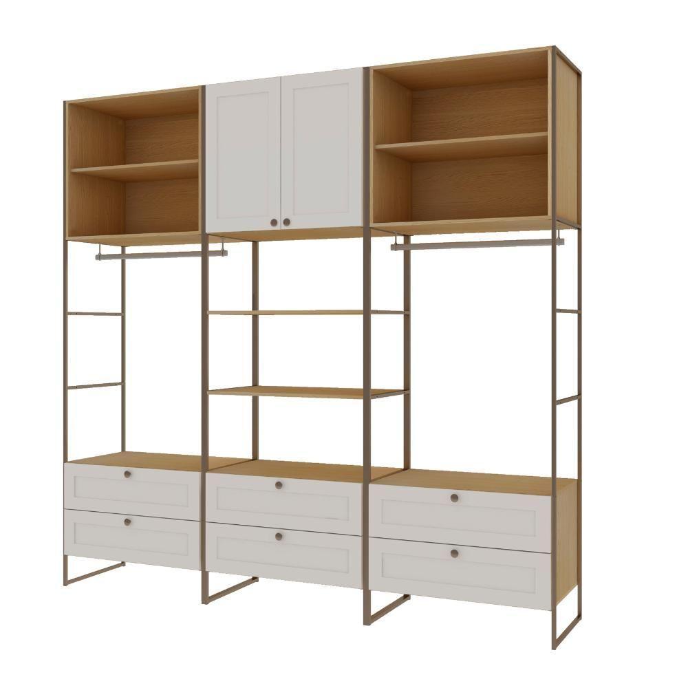 Closet Casal 2 Portas 6 Gavetas Mdf Savana Branco Fosco - 2
