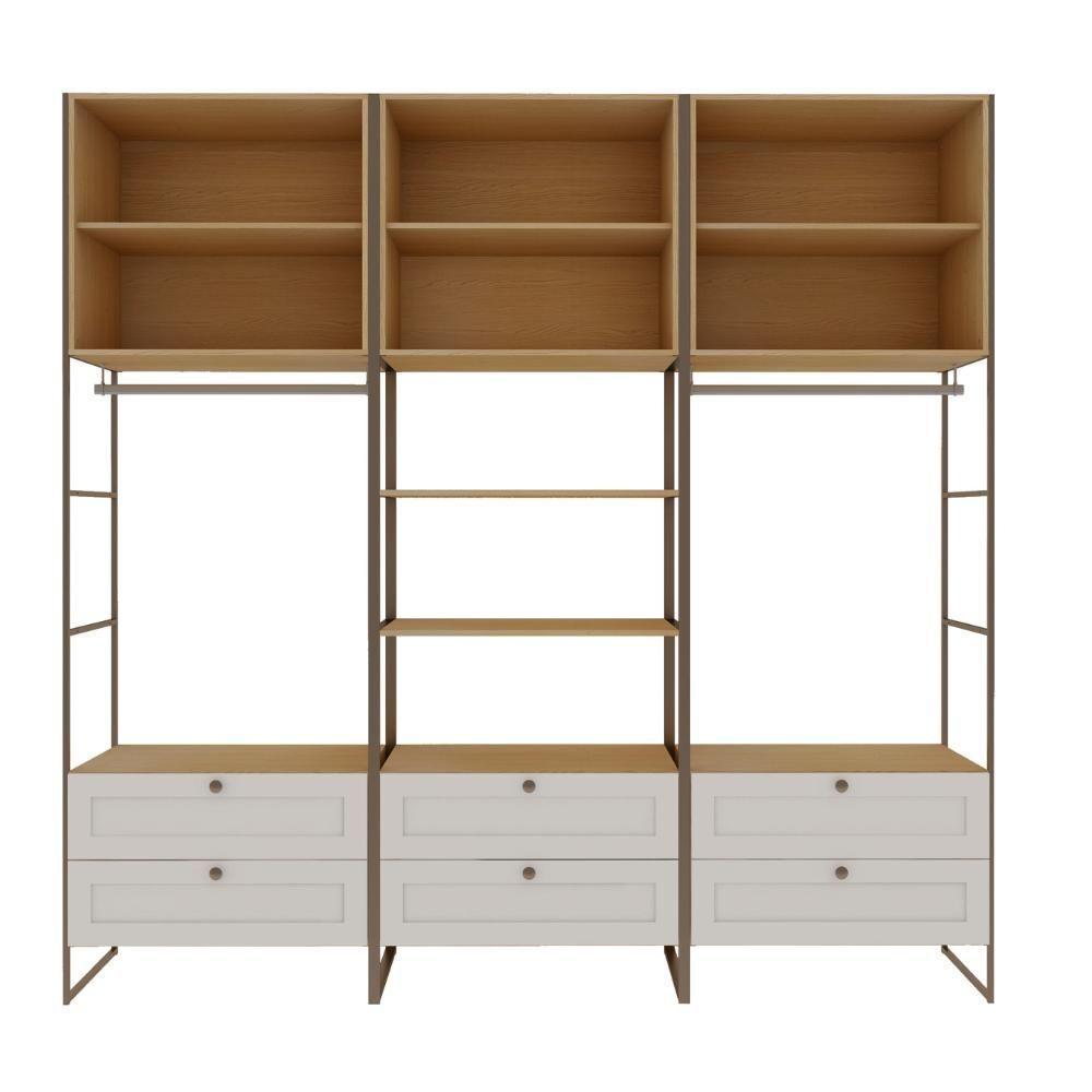 Closet Casal 2 Portas 6 Gavetas Mdf Savana Branco Fosco - 4