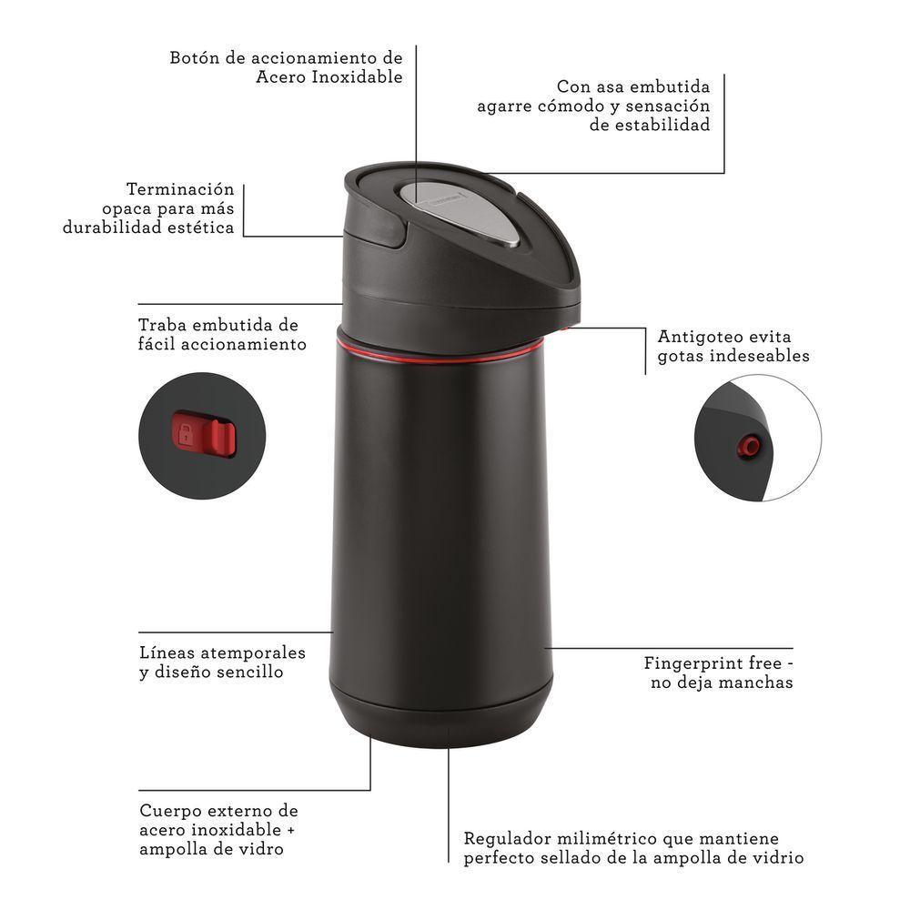 Garrafa Térmica Tramontina Exata Em Aço Inox Preto 1,2 L - 2