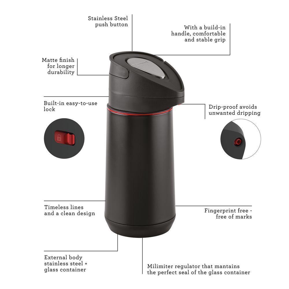 Garrafa Térmica Tramontina Exata Em Aço Inox Preto 1,2 L - 6