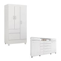 Cômoda London E Guarda Roupa Solteiro Wind Branco Flex - Demóbile - 1